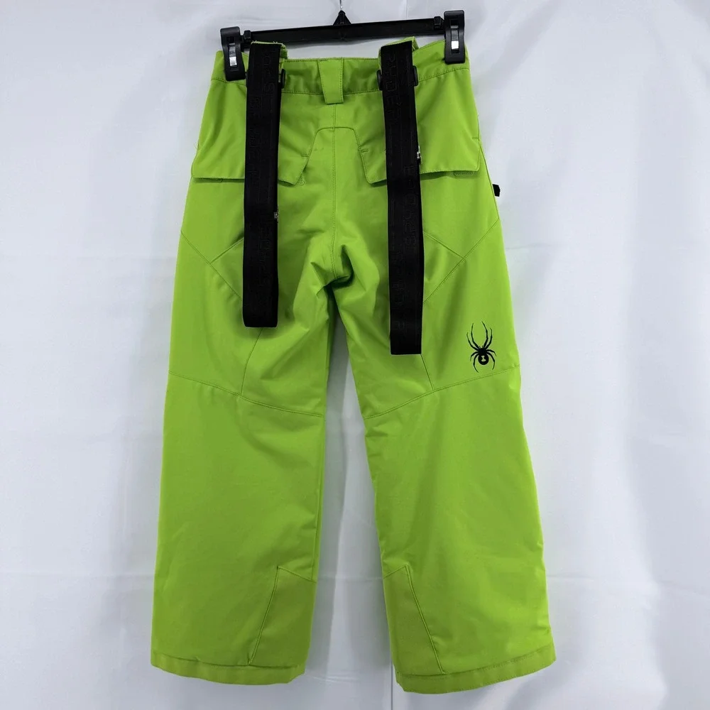 Spyder Ski Pants Kids Size 8 Lime Green Insulated Grow Hem Suspenders Outdoor